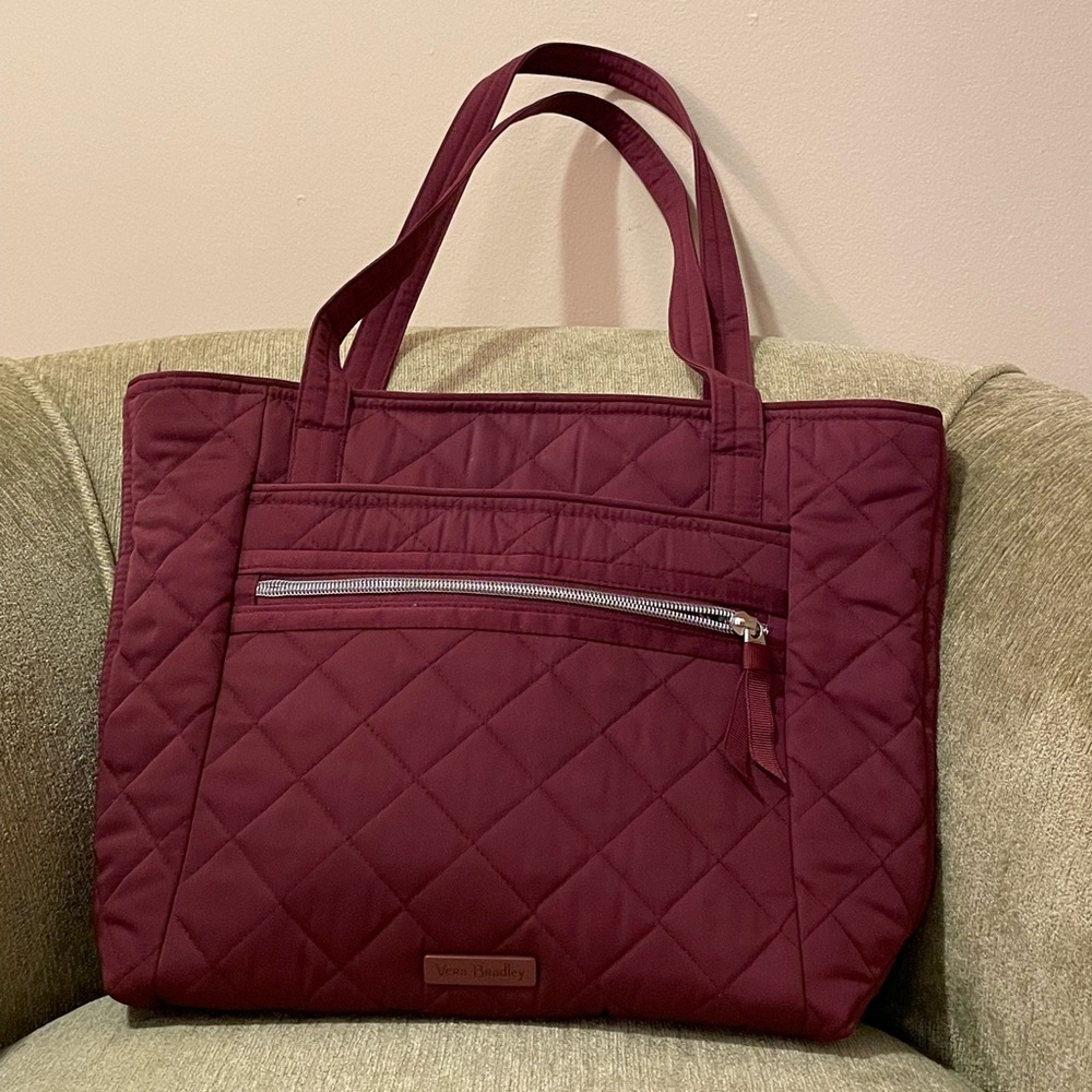 Vera Bradley Quilted Tote Bag | Burgundy | Small Vera